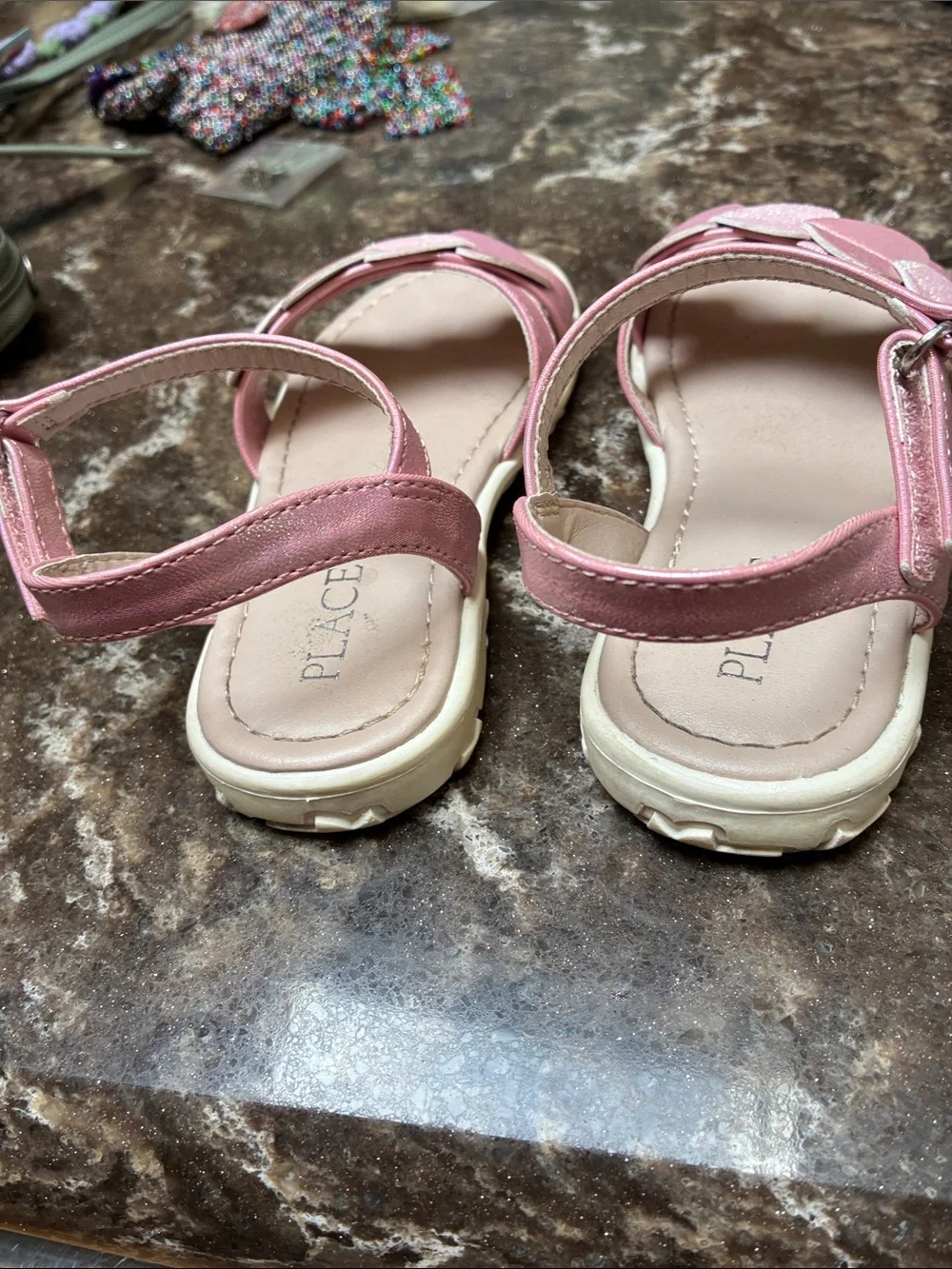 The Children's Place Girls' 3 prs Sandals in Pink, White, Tan